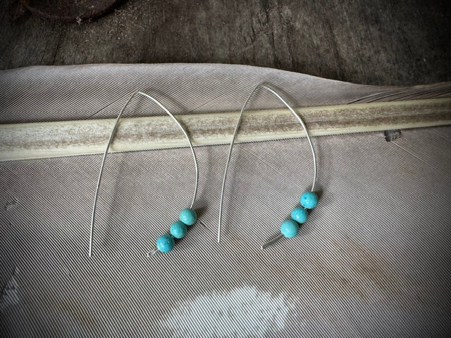 Handmade Sterling Silver Turquoise Threader Earrings