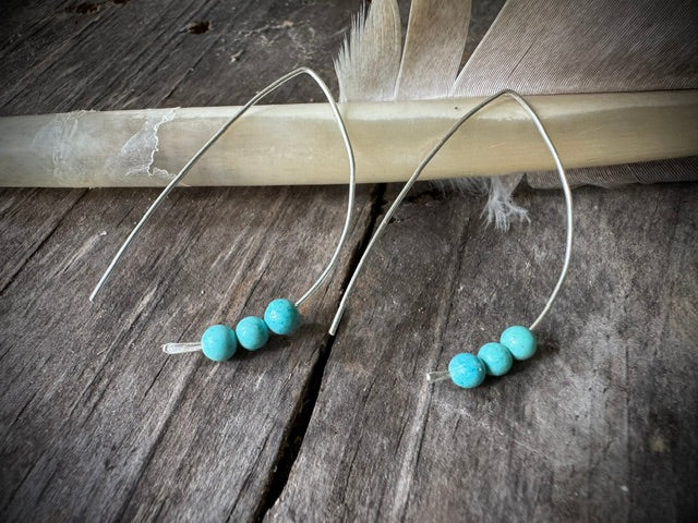 Handmade Sterling Silver Turquoise Threader Earrings