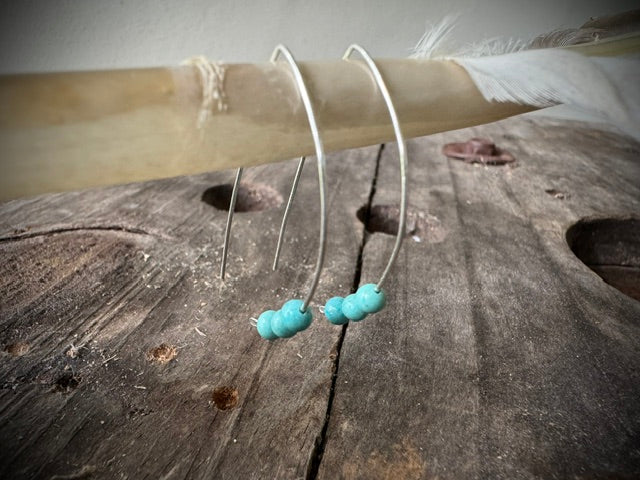 Handmade Sterling Silver Turquoise Threader Earrings